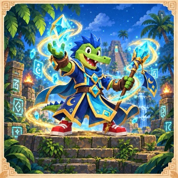 Tatazo as a Mage, casting with a crystal staff