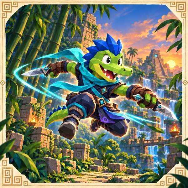 Tatazo as a Ninja, leaping with leaf blades